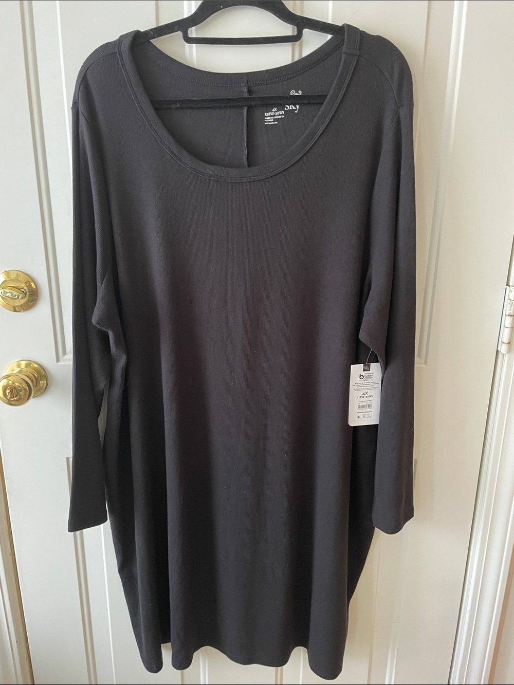DKNY Black Long-Sleeve Scoop Neck Dress
